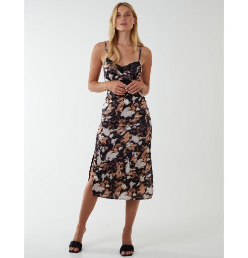 Printed Satin Slip Dress