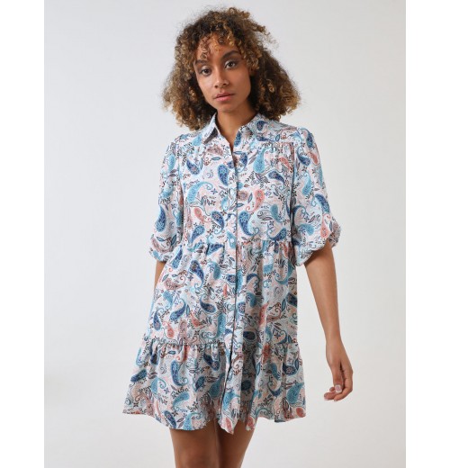 Trapeze Tiered Shirt Dress