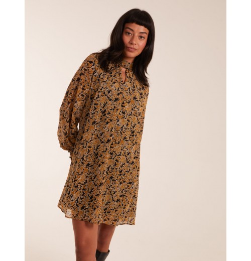 Keyhole Long Sleeve Swing Dress