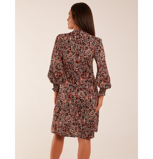 High Neck Printed Midi Dress