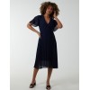 Wrap Tie Pleated Crossover Dress