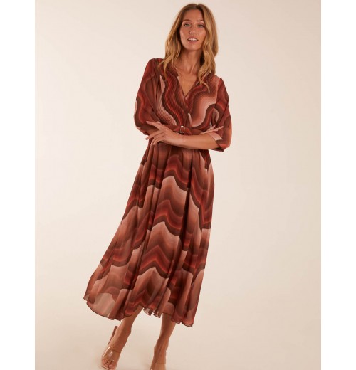 Chiffon Swirl Print Wrap Front Maxi Dress