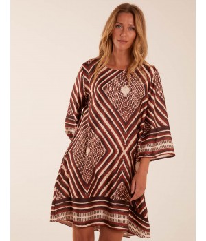 Aztec Border Straight Line Midi Dress