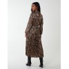 Abstract Animal Print High Neck Blouson Dress