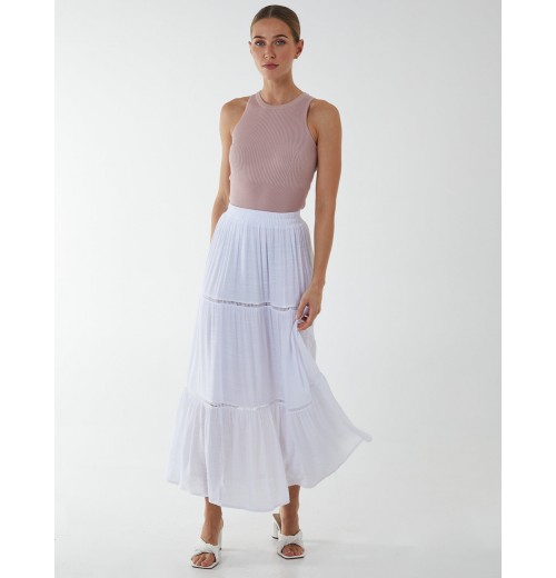 Ladder Trim Midi Skirt