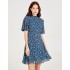 Angel Sleeve High Neck Fit & Flare Dress