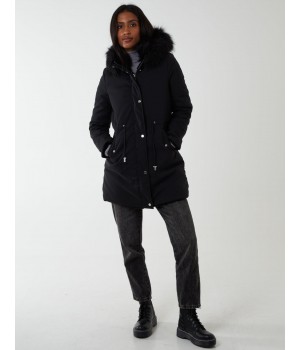 Black Reversible Faux Fur & Trench Jacket