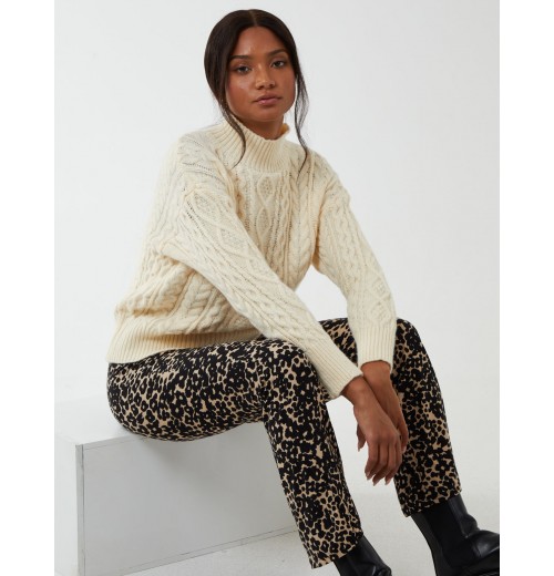 Leopard Print Flared Pants