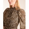 Leopard Print High Neck Wrap Frill Hem Midi Dress